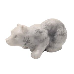 Vintage Pearlite Marblecraft Handcrafted Polar Bear Figurine White/Grey Canadian